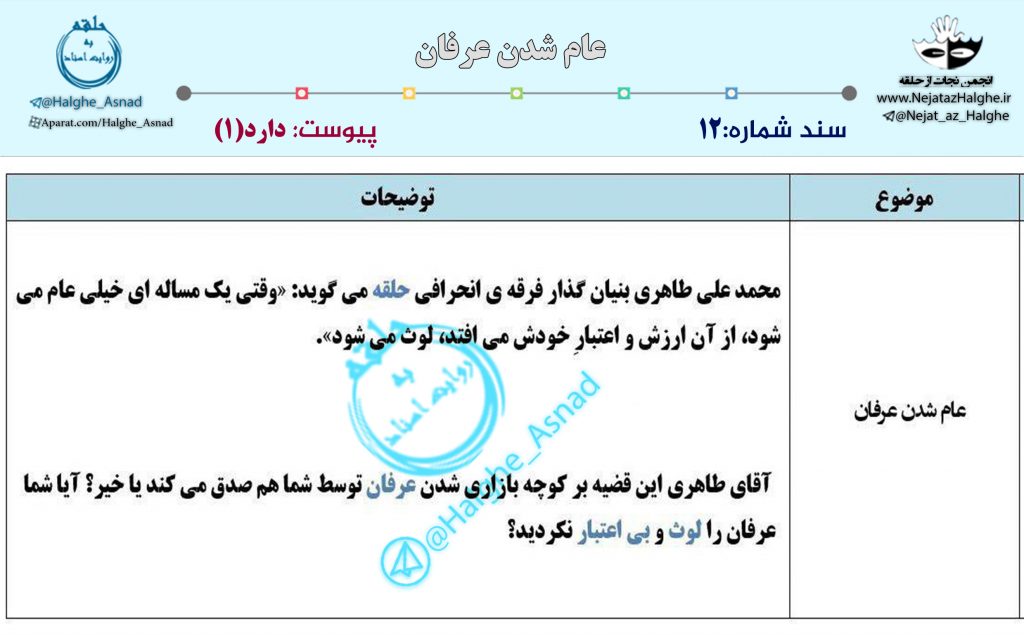 سند شماره 12 – عام شدن عرفان