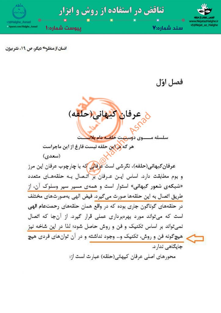 سند شماره 7 – تناقض در استفاده از روش و ابزار در مسیر سیر و سلوک