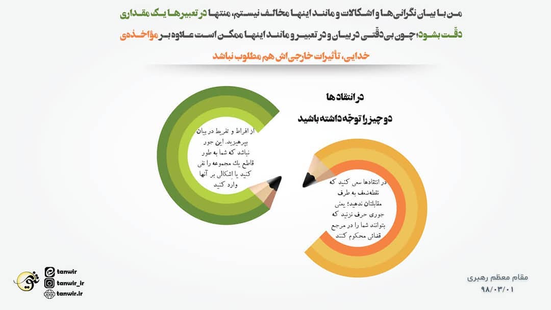 من با بیان نگرانی ها و اشکالات و مانند اینها مخالف نیستم، منتها در تعبیرها یک مق... من با بیان نگرانی ها و اشکالات و مانند اینها مخالف نیستم، منتها در تعبیرها یک مق...
