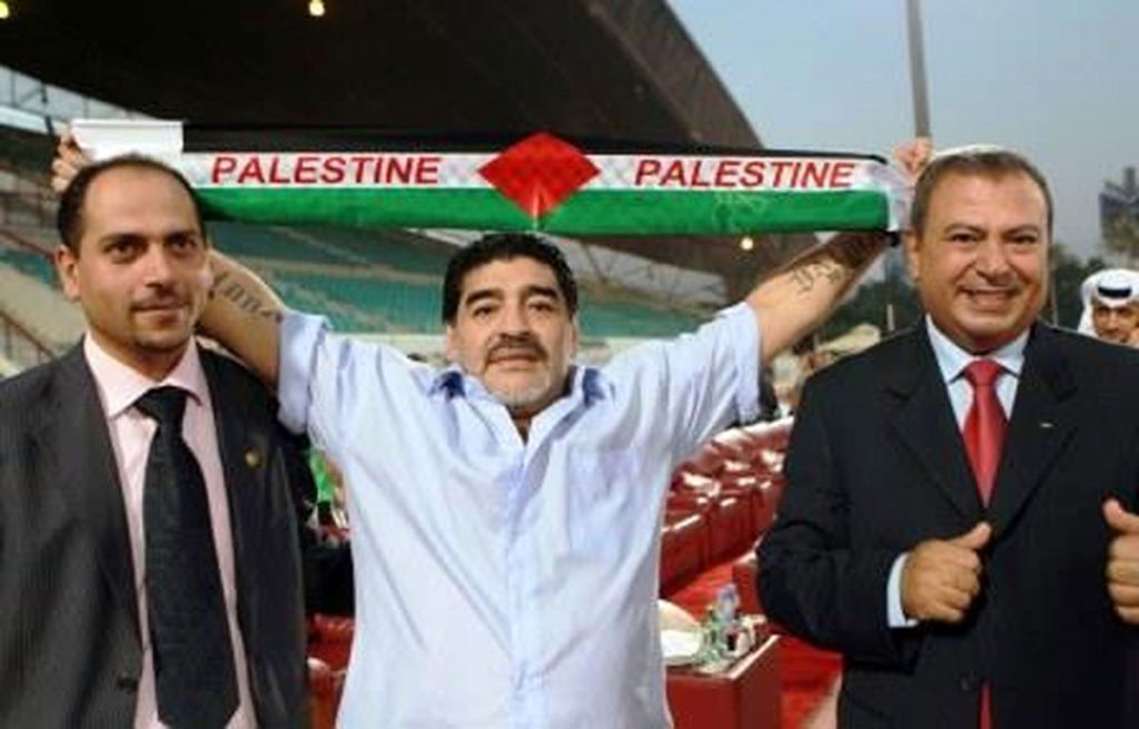 دیگو مارادونا قلب من فلسطینی است حمایت از فلسطین فلسطین صدای مظلومان سلبریتی شجاع