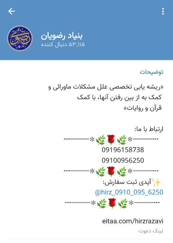 تغییر نام کانال «حرز رضوی» به «بنیاد رضویان» پس از هشدار آستان قدس